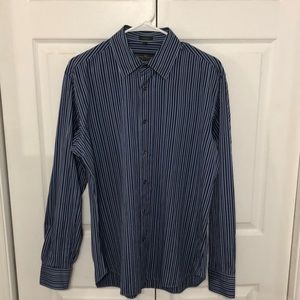Salvatore Ferragamo Blue Stripe Button Down Shirt
